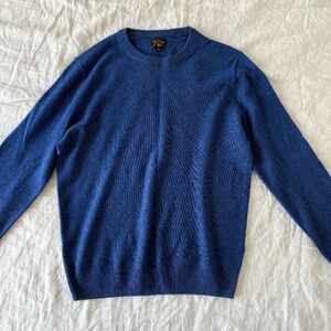 J. Crew 100% Cashmere Crewneck Solid Blue Sweater size Medium Mens Solid Blue